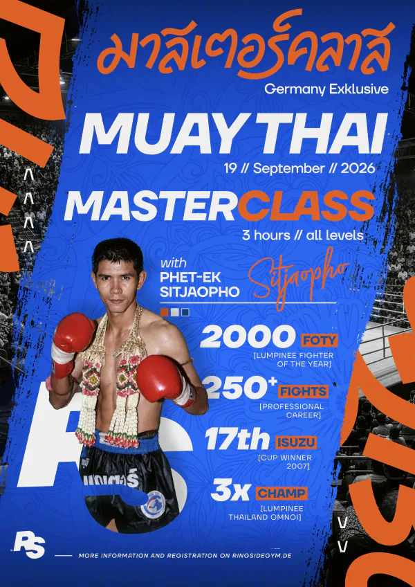 Poster der Muay Thai Masterclass mit Phet-Ek Sitjaopho am 19. September 2026